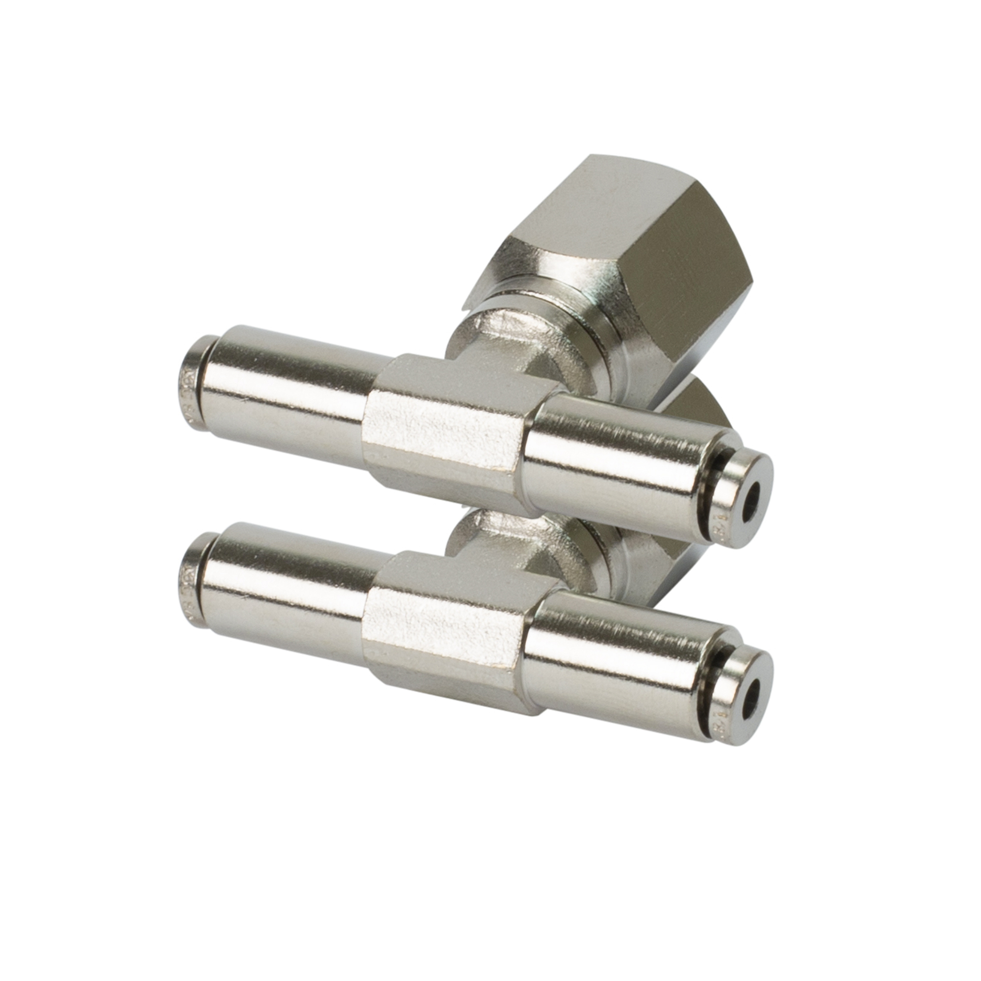 Viair Swivel T PTC Fitting - 1/4in. NPT, Nickel-Plated Brass, Model# 11830